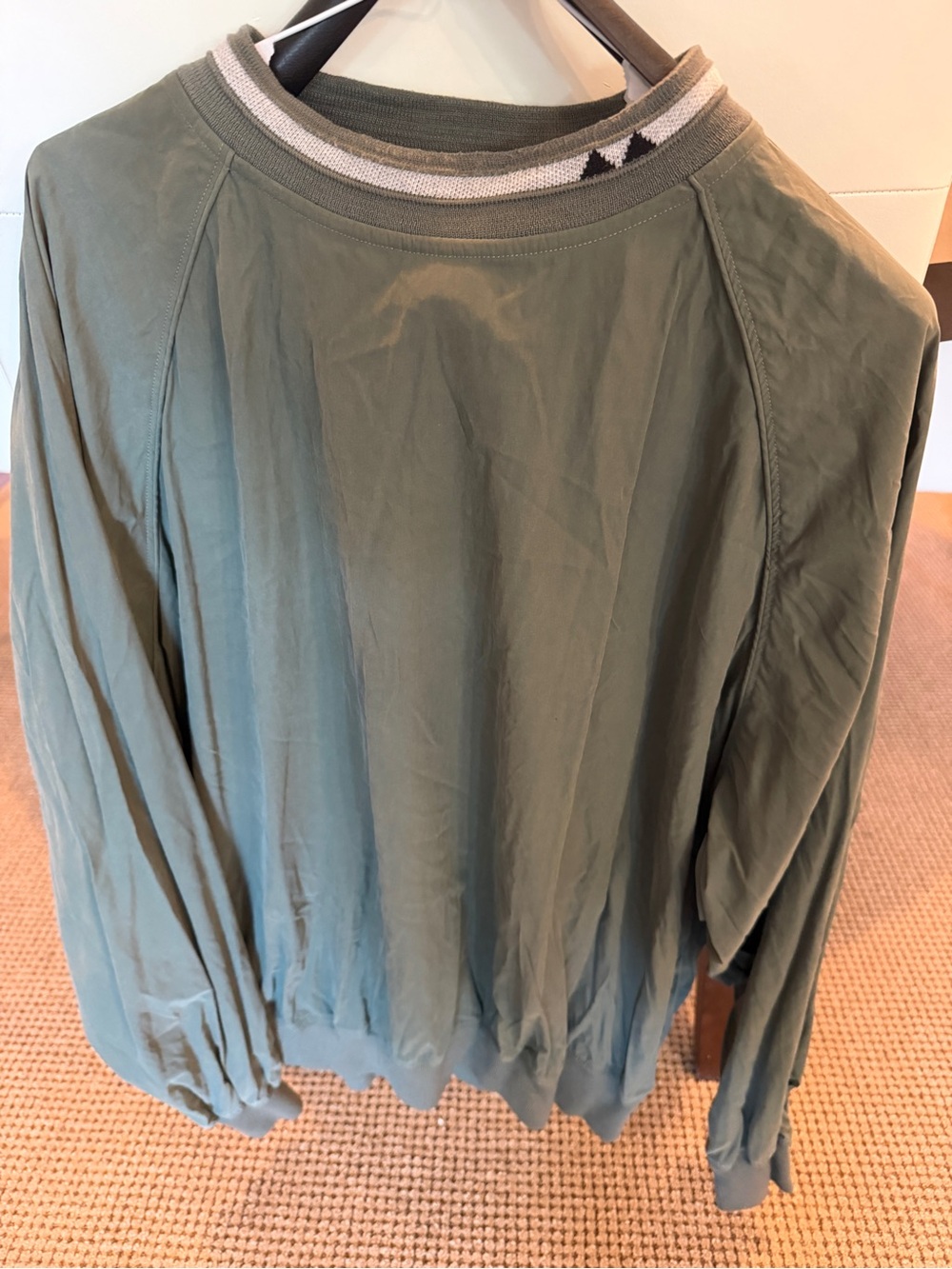 Greg Norman Collection Olive Green Sweater with Stripe Trim